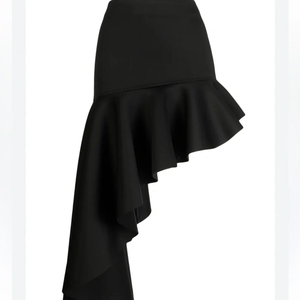 NWT🖤Cynthia Rowley Black Asymmetrical Flounce Skirt. Size 0